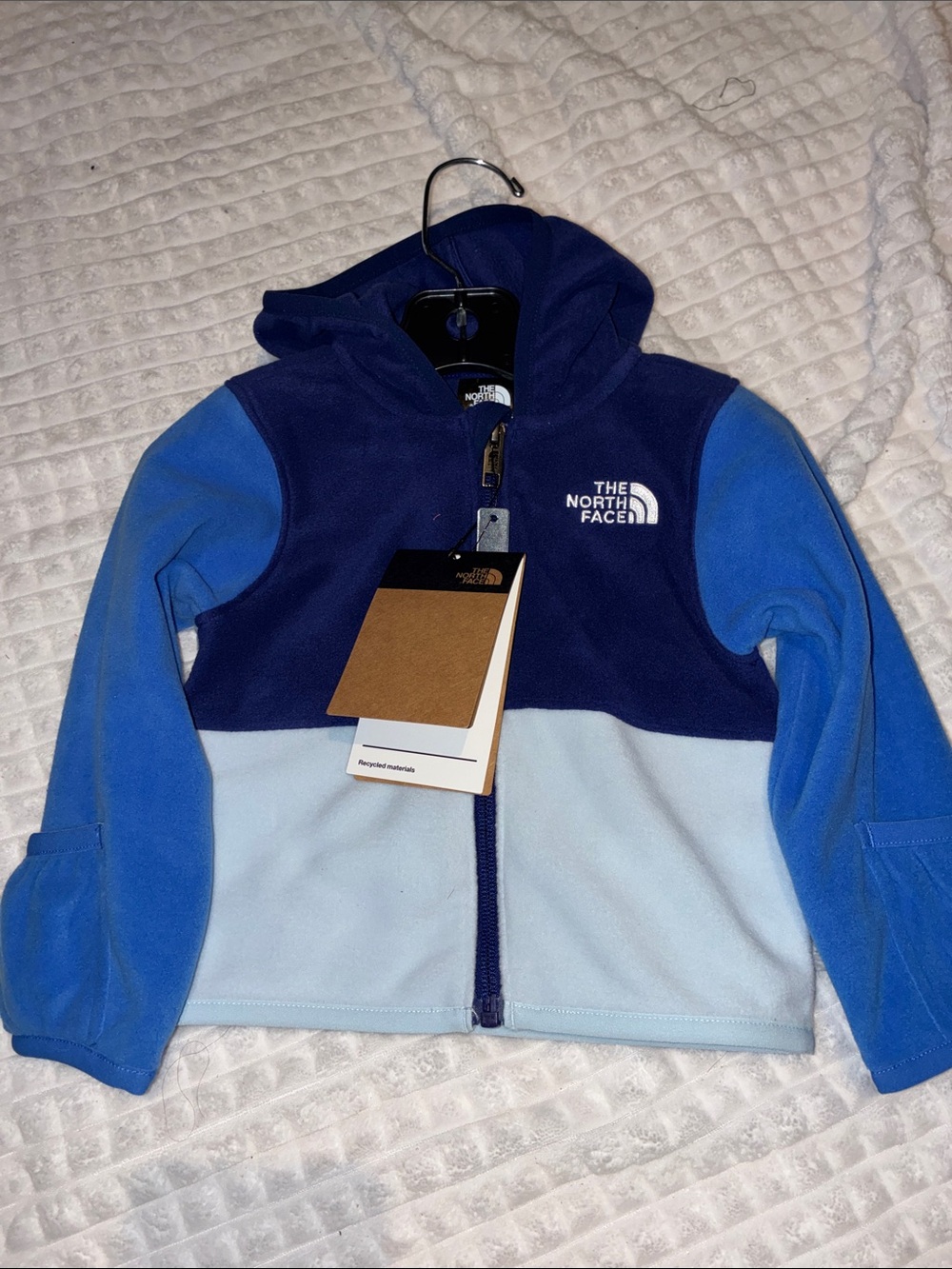The North Face Kids Colorblock Fleece Hoodie - Navy & Light Blue